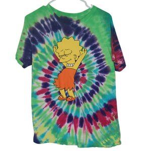 The Simpsons Lisa Tie-Dye Shirt Large Short Sleeve Vibrant Colors